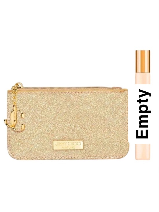 Jimmy Choo Handbags - Jimmy Choo Gold Glitter Pouch with Jimmy Choo I Want Choo Empty Bottle